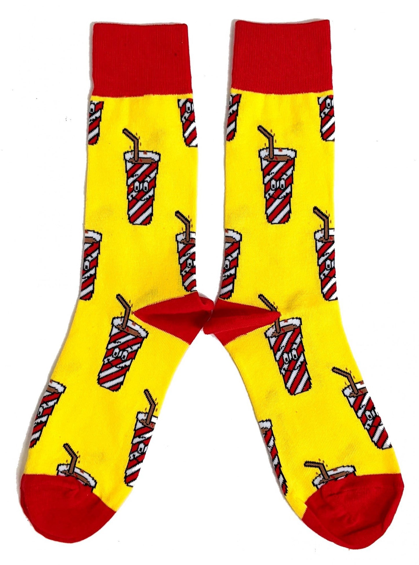 Fast Food Cola Stripy Paper Cup Mens Socks