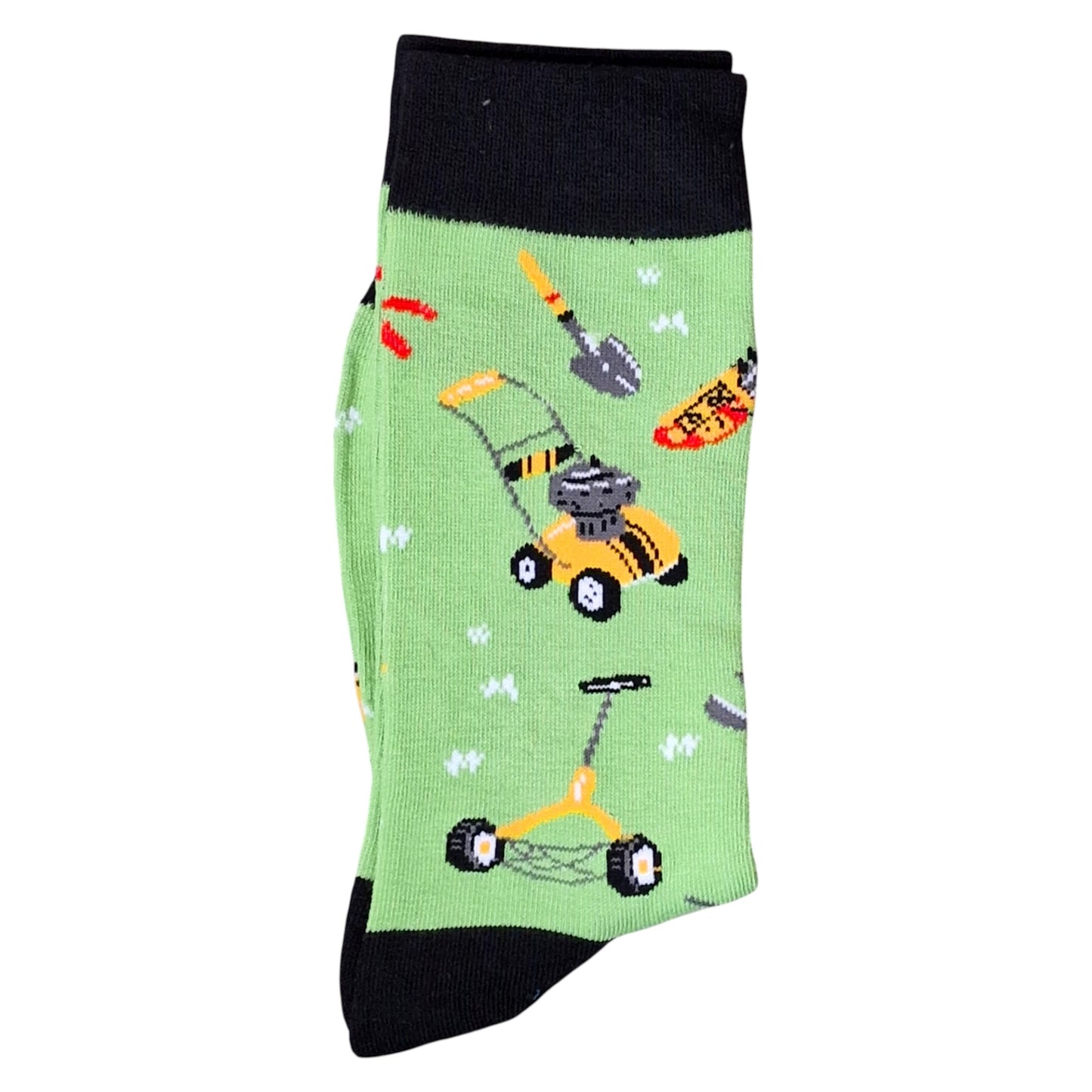 Gardening Lawn Mowers Chainsaw Shears On Grass Mens Green Toes Sock Shack Socks