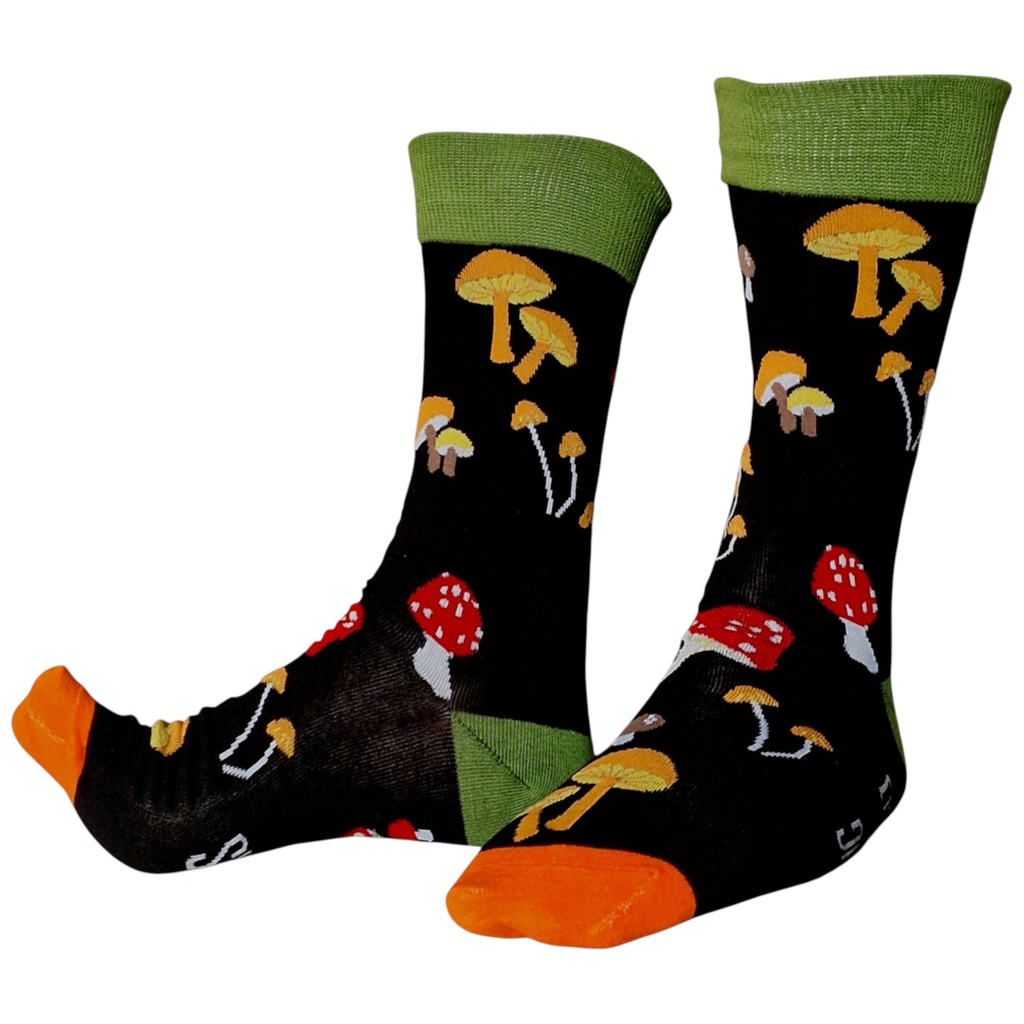 The Mushrooms Are Calling  Dark Autumn Forest Mens Black Sock Shack Socks