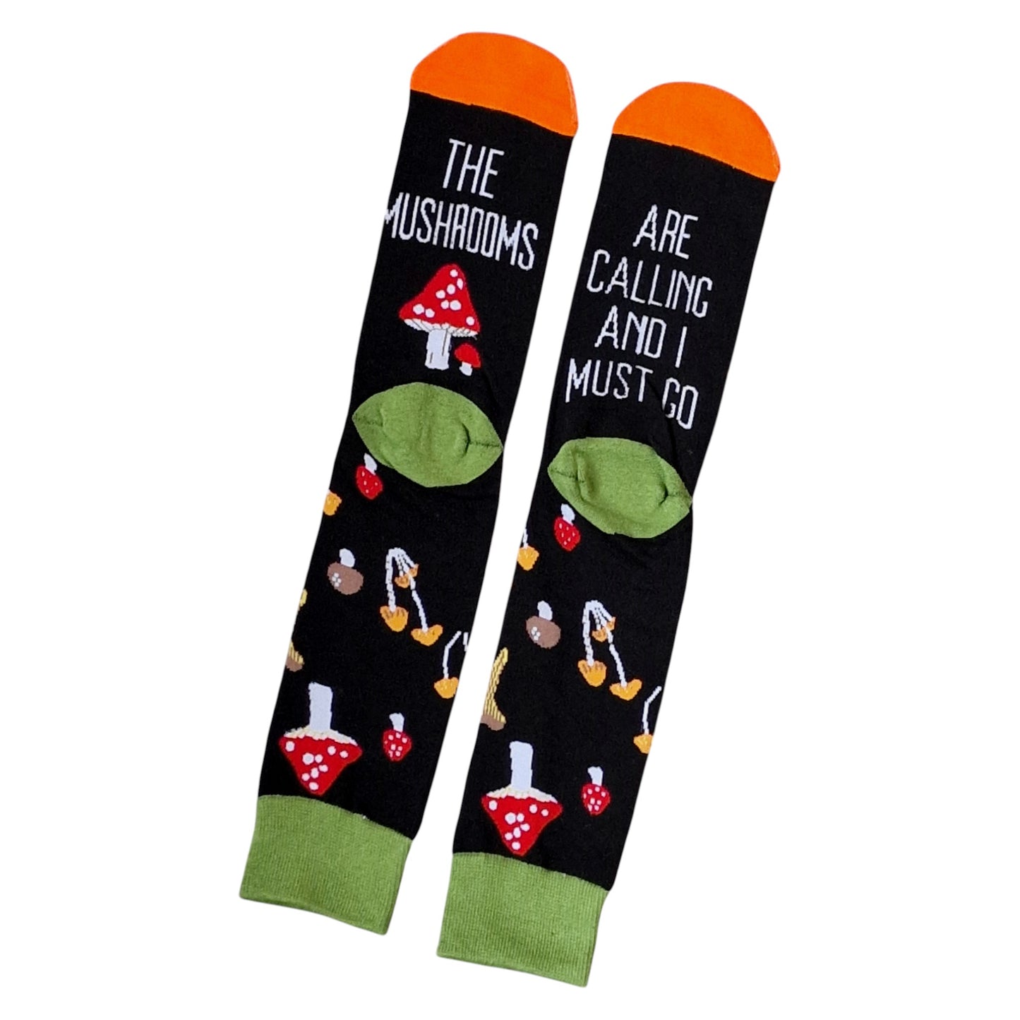 The Mushrooms Are Calling  Dark Autumn Forest Mens Black Sock Shack Socks