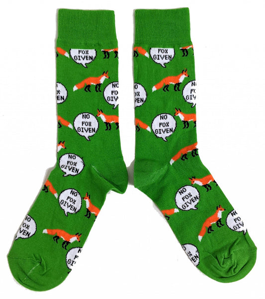 No Fox Given Cute Green Word Pun Mens Socks