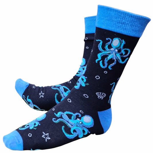 A Curious Consortium Of Octopi Octopus Deep Sea Mens Blue Socks