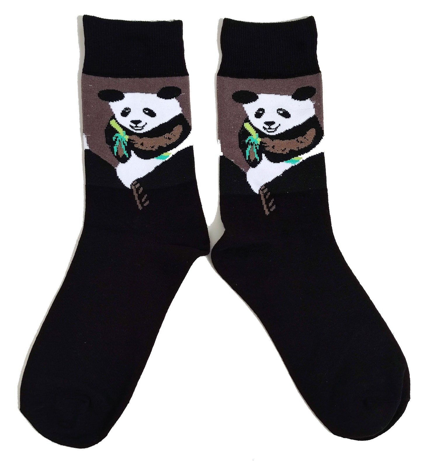 Panda And His Bamboo Snack Black Ladies Socks