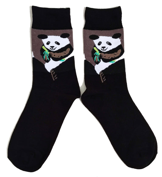 Panda And His Bamboo Snack Black Ladies Socks