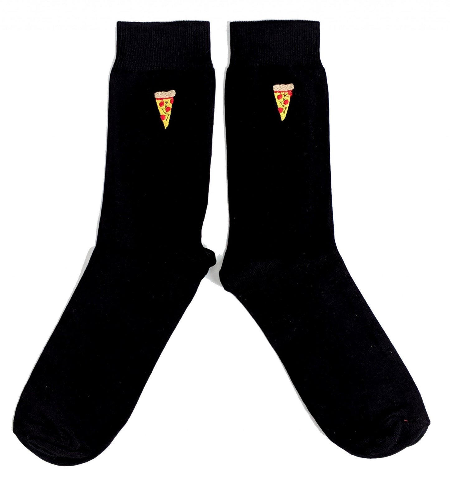 Pizza Fast Food Embroidered Black Mens Socks