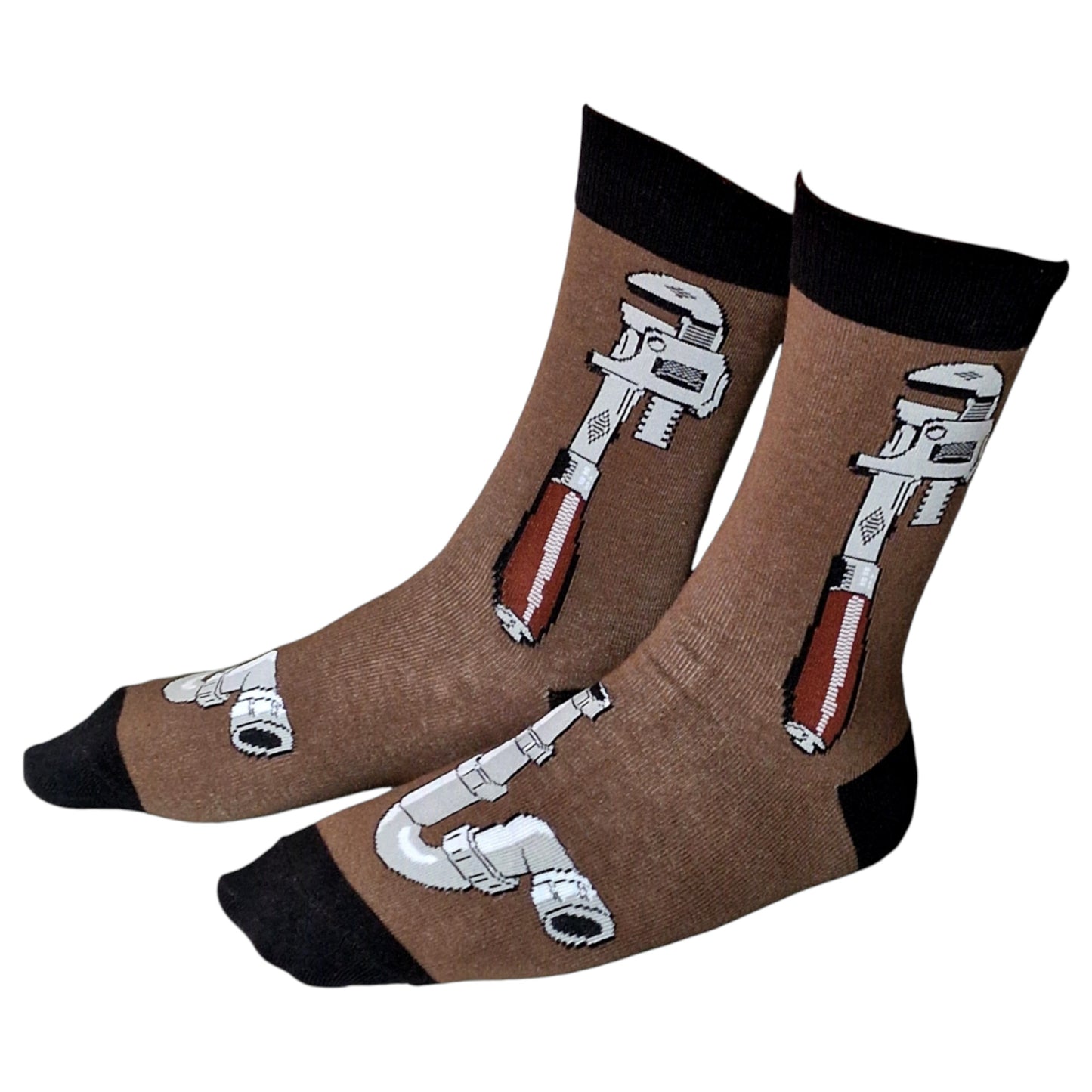 Plumbing Wrench Spanner U-Bends Plumber Tradie Mens Brown Sock Shack Socks