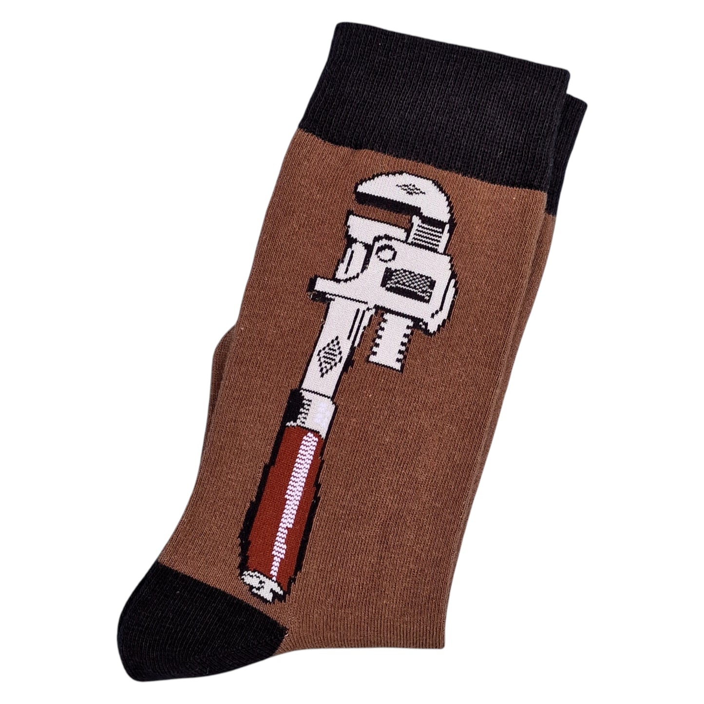 Plumbing Wrench Spanner U-Bends Plumber Tradie Mens Brown Sock Shack Socks