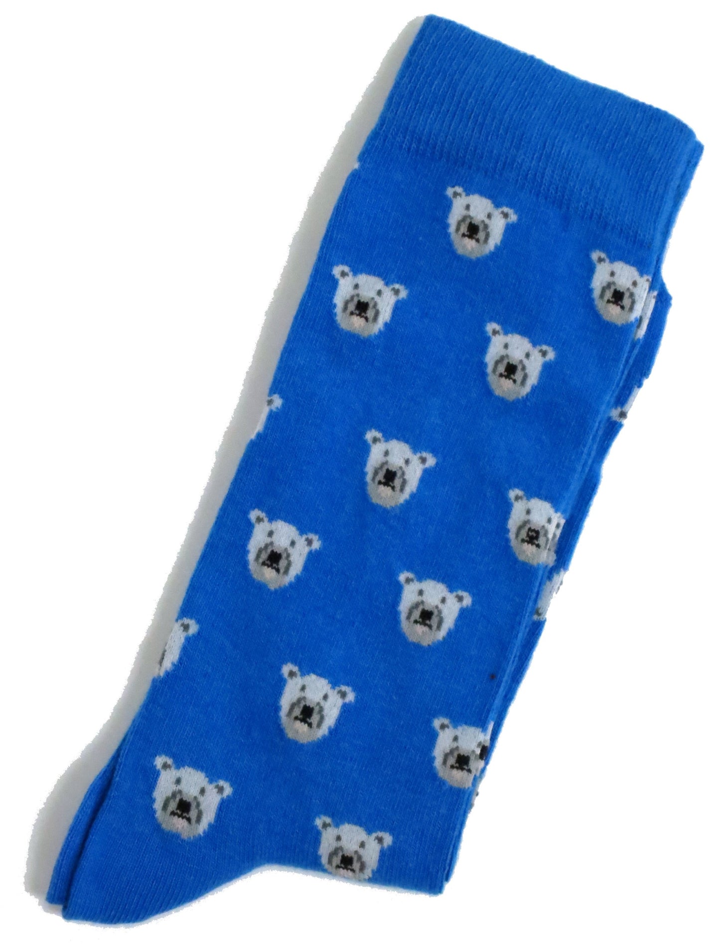 Polar Bears Faces All Over North Pole Blue Cotton Blend Mens Socks