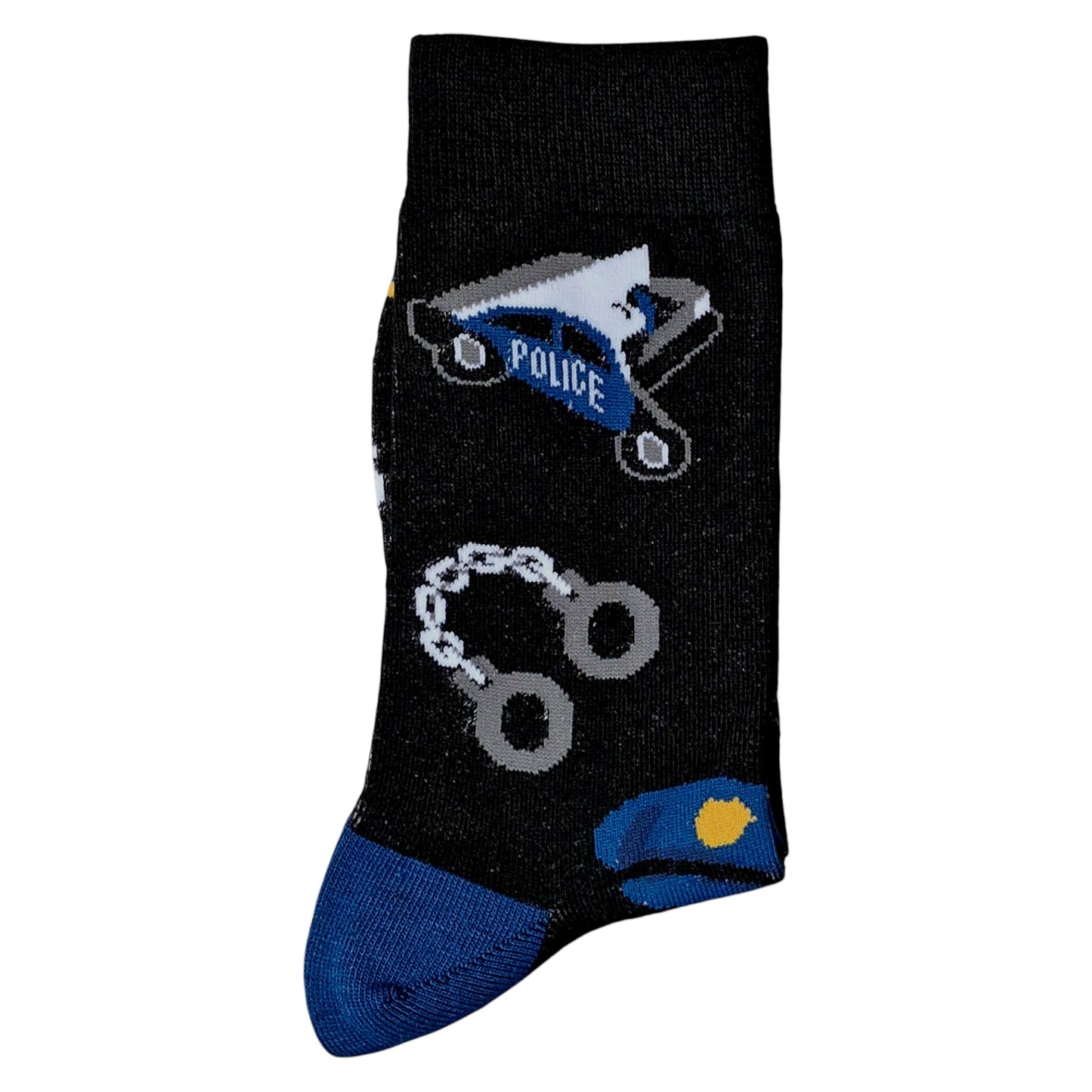 American Police Car, Hat, Handcuffs & Badge Mens Black & Blue Sock Shack Socks