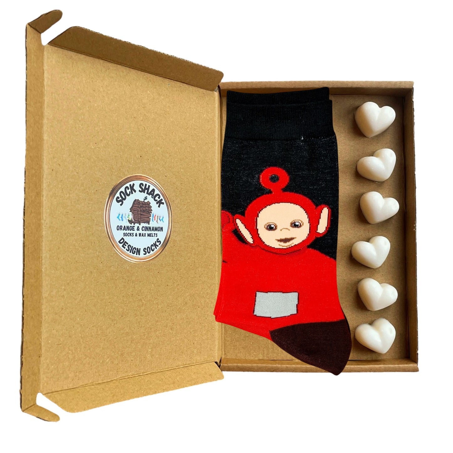 Teletubbies Po's Adventure Red Black Men's Socks & Wax Melts Gift Set