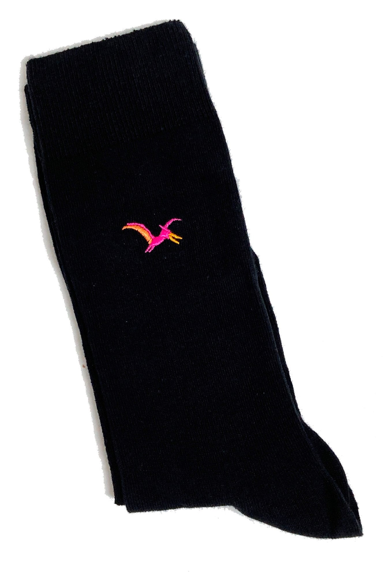 Flying Pterodactyl Dinosaur Prehistoric Embroidered Mens Black Socks