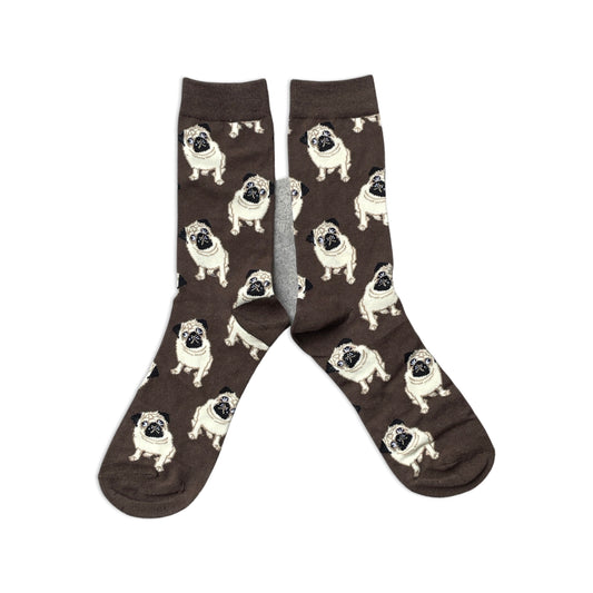 Pugs Everywhere! Brown & Cream Mens Socks