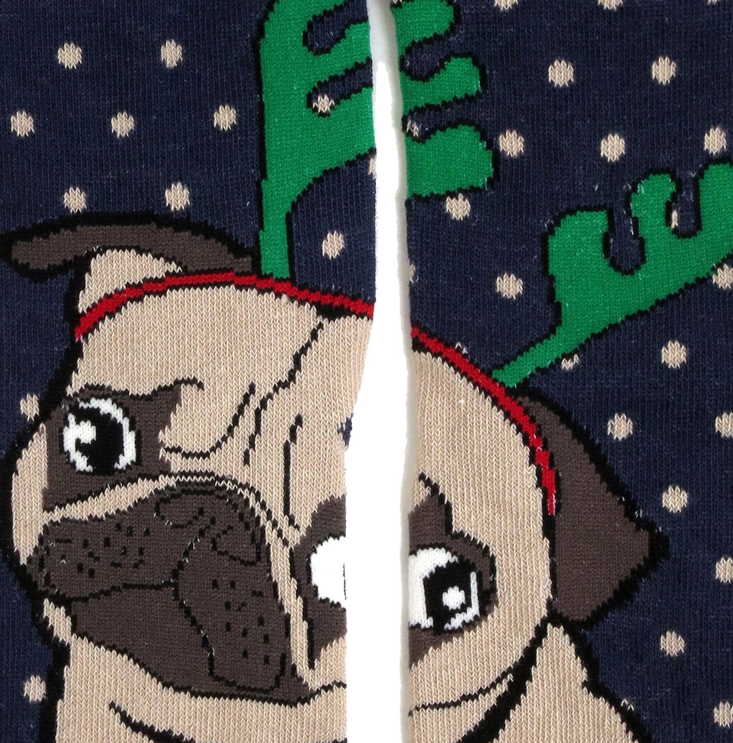 Cute Pug Dog Wearing Reindeer Antlers In The Snow Christmas Ladies Socks