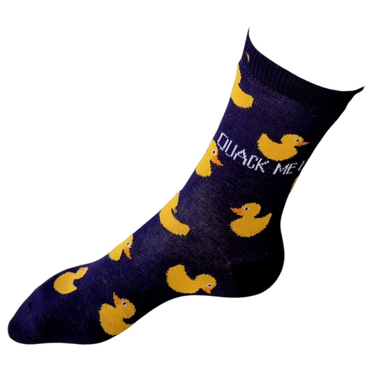 Quack (Crack) Me Up Paddling Word Pun Yellow Rubber Ducks Ladies Socks