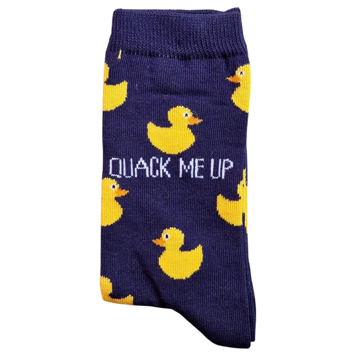 Quack (Crack) Me Up Paddling Word Pun Yellow Rubber Ducks Ladies Socks