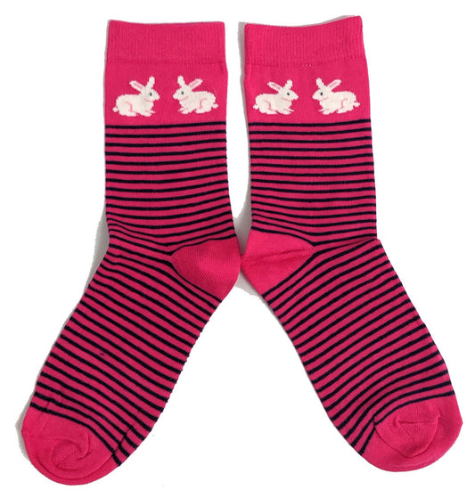 White Rabbits Hot Pink Bunny Rabbit Ladies Socks