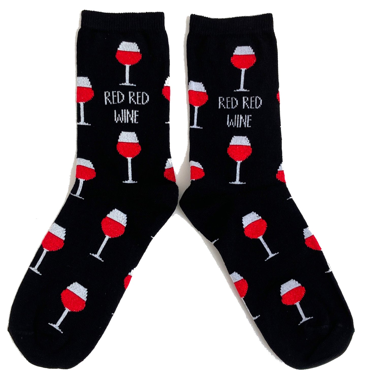 Glass Of Red Red Wine Sparkling Black Ladies Socks