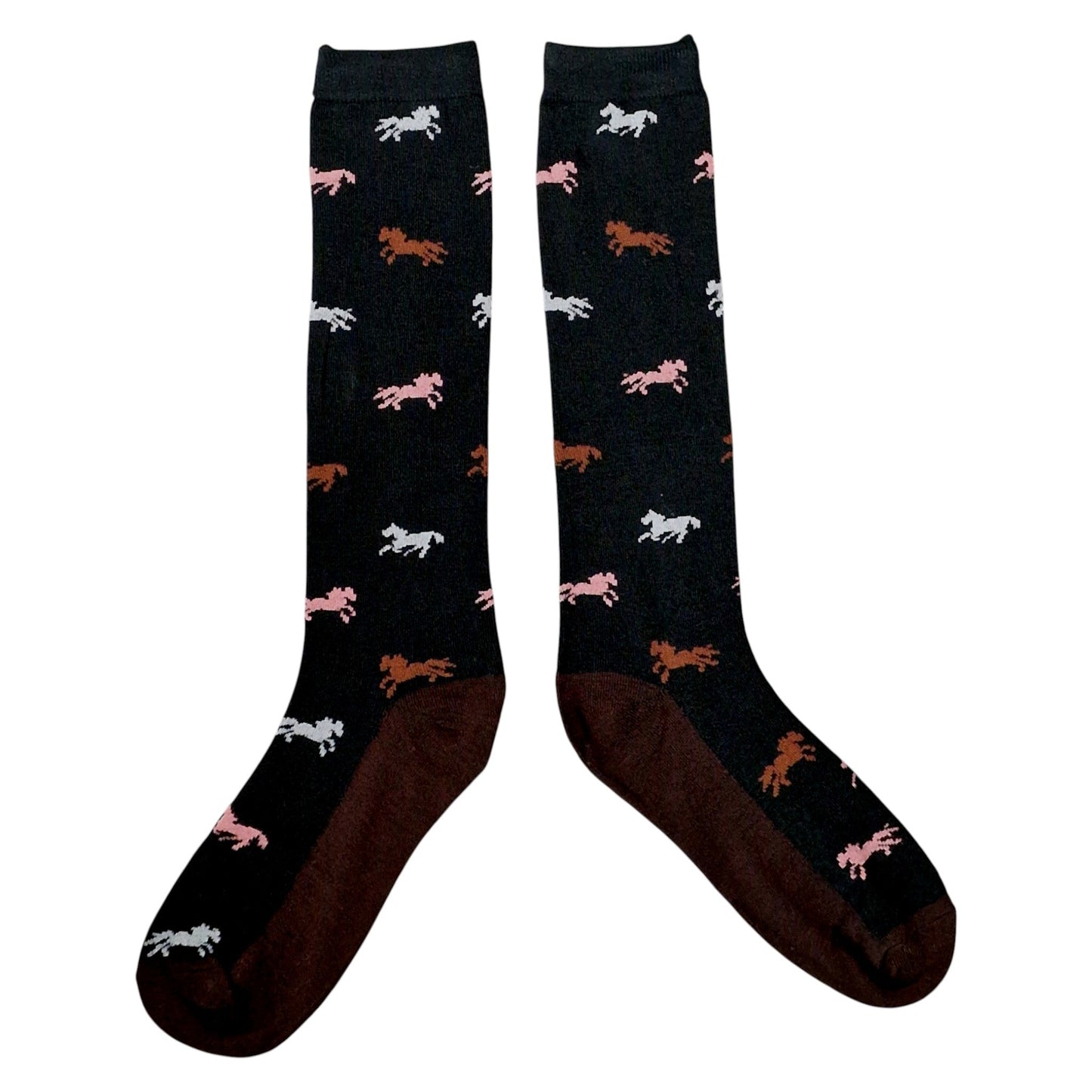 Equestrian Pattern Horse Enthusiast Ladies Black Boot Length Socks & Wax Melts Gift Set