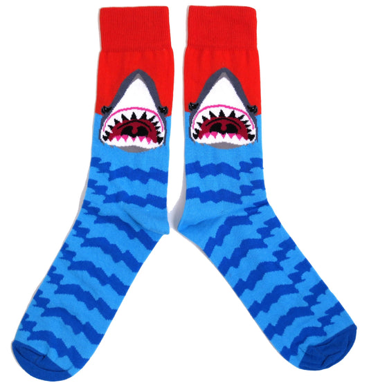 Great White Shark With Open Jaws In The Ocean Mens Bright Graphic Socks