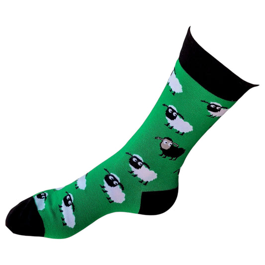 Baa Baa Black And White Sheep Farmer In The Green Meadow Mens Socks