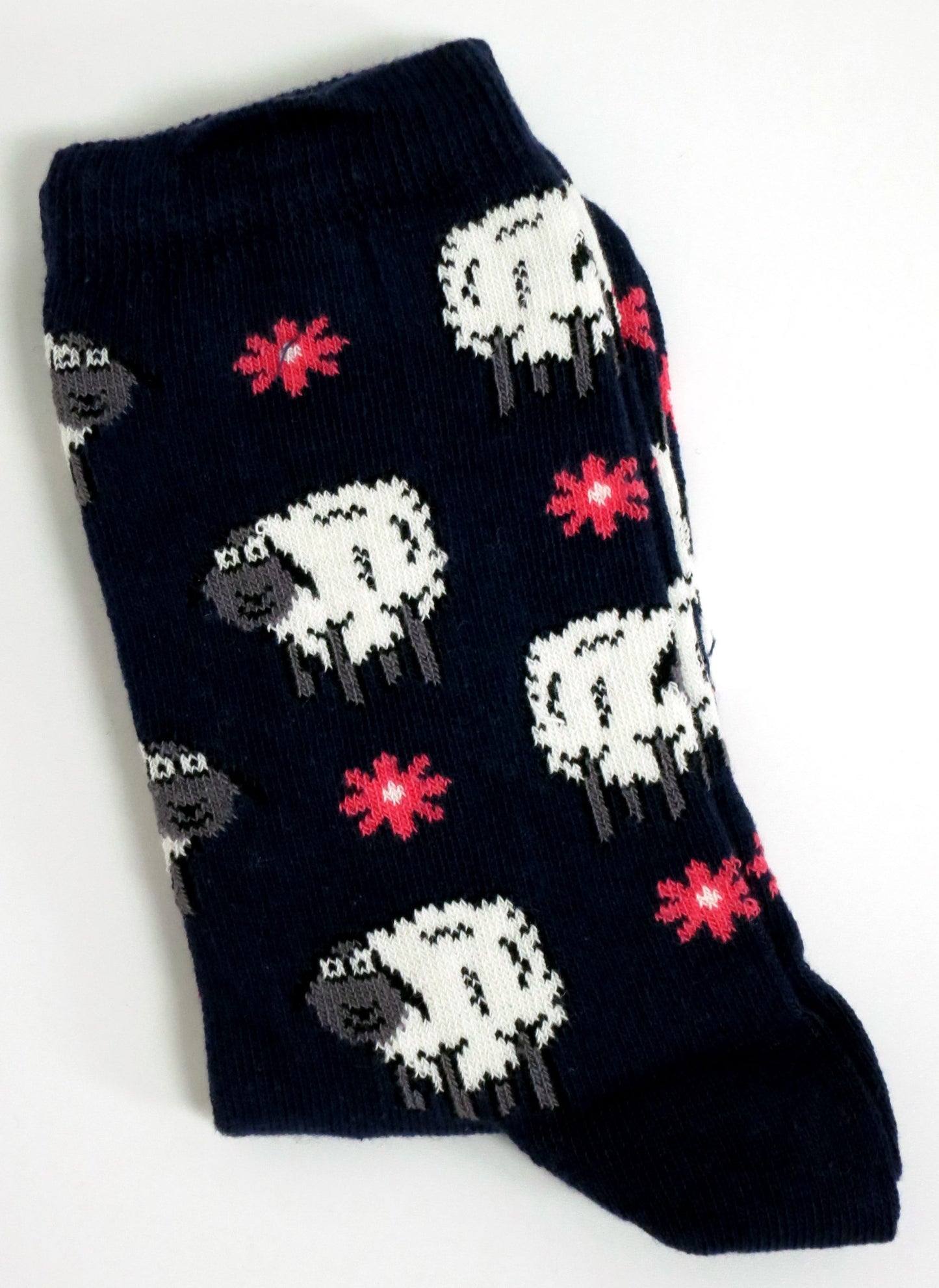 Flock Of Doe Eyed Docile Suffolk Sheep With Meadow Flowers Ladies Socks