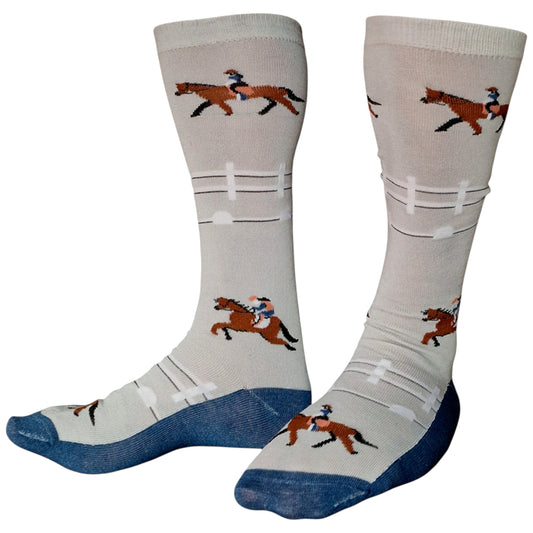 Equestrian Show Jumping Horse Racing Ladies Grey Boot Length Sock Shack Socks