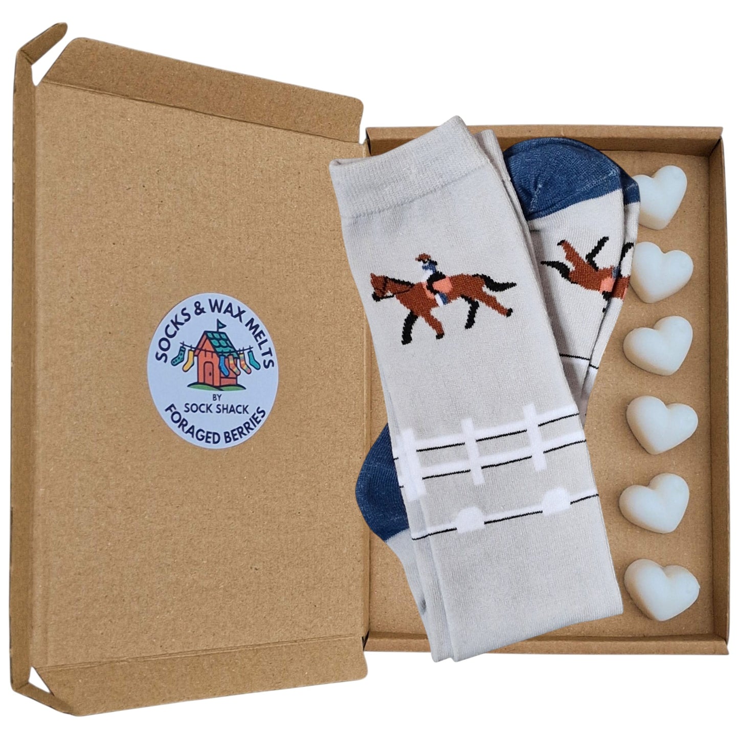 Equestrian Show Jumping Horse Racing Ladies Grey Boot Length Socks & Wax Melts Gift Set