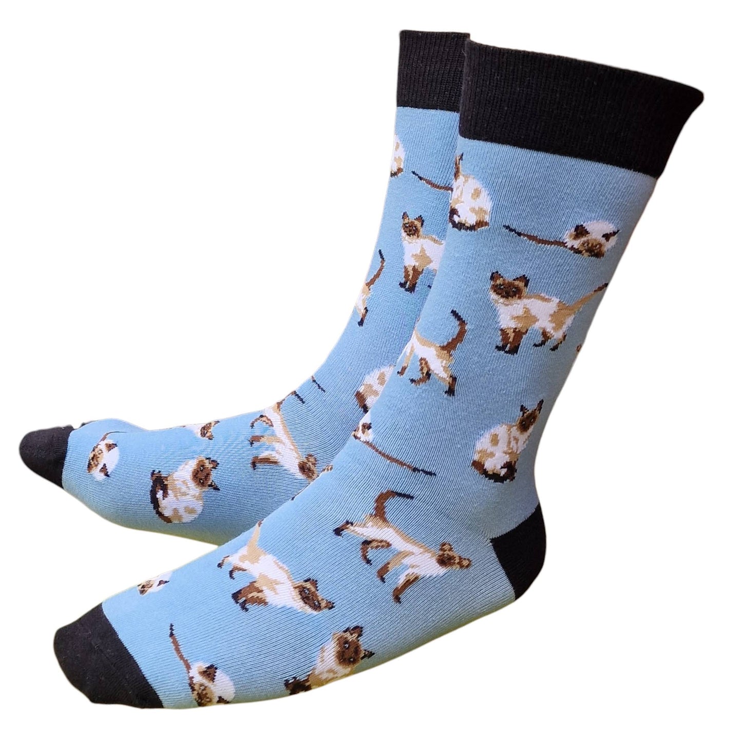 Clowder Of Chocolate Seal Point Siamese Cats Mens Blue Socks