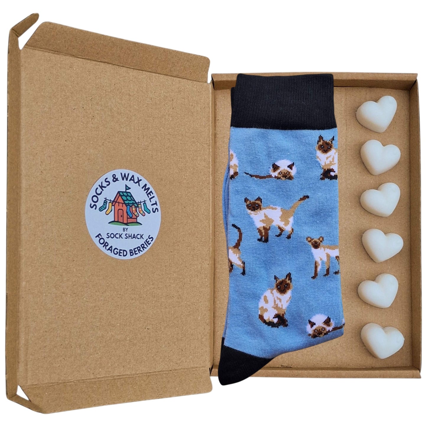 Clowder Of Chocolate Seal Point Siamese Cats Mens Socks & Wax Melts Gift Set