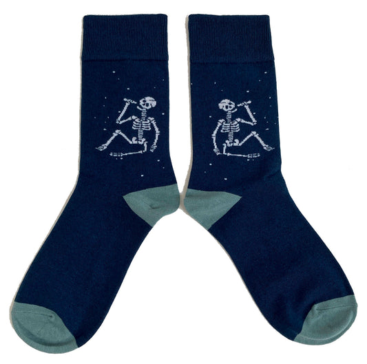 Gothic Singing Skeleton In The Stars Ladies Socks