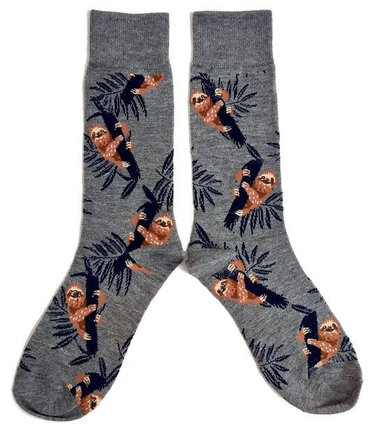 Snuggle Of Sloths On Branches Grey Mens Socks