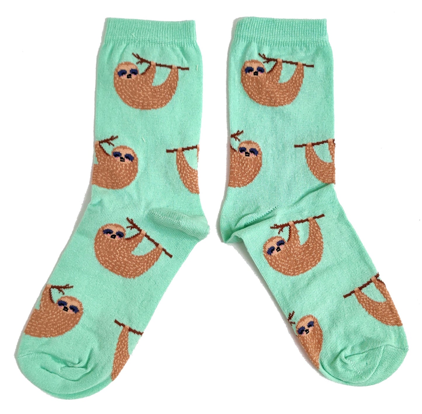 Mint Green Lazy Hanging Sloth Chilling Ladies Socks