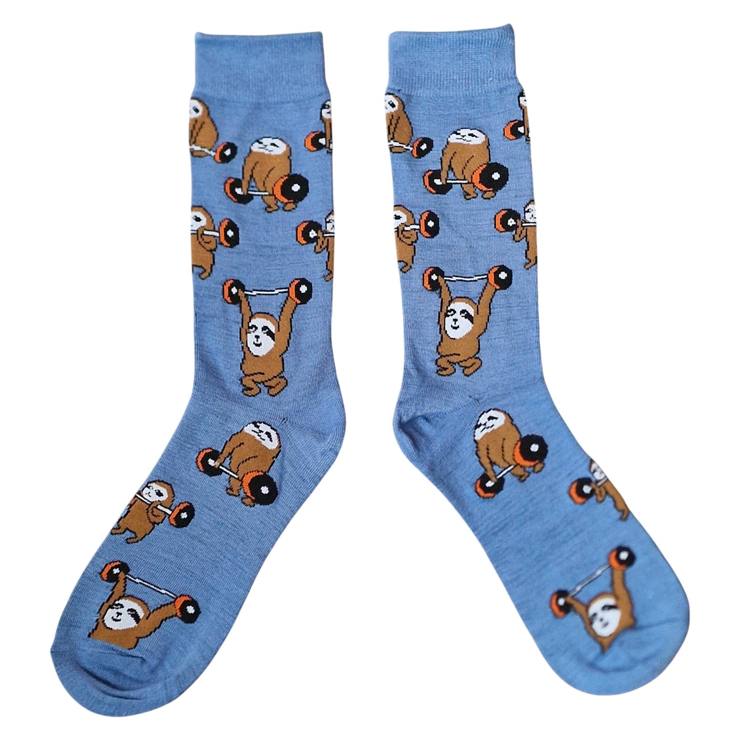 Weight Lifting Lazy Sloths Pumping Iron Ironic Mens Blue Socks & Wax Melts Gift Set