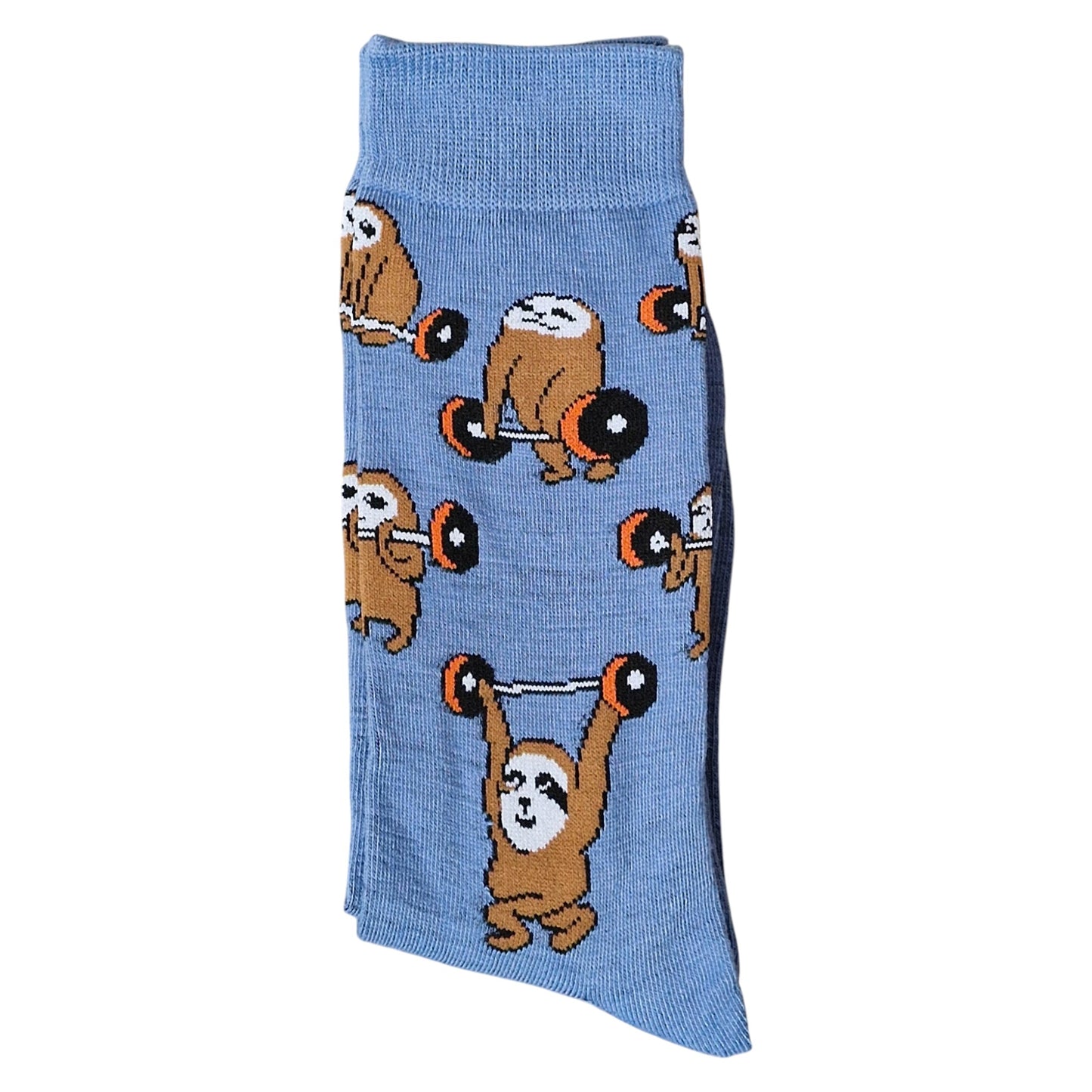 Weight Lifting Lazy Sloths Pumping Iron Ironic Mens Blue Sock Shack Socks