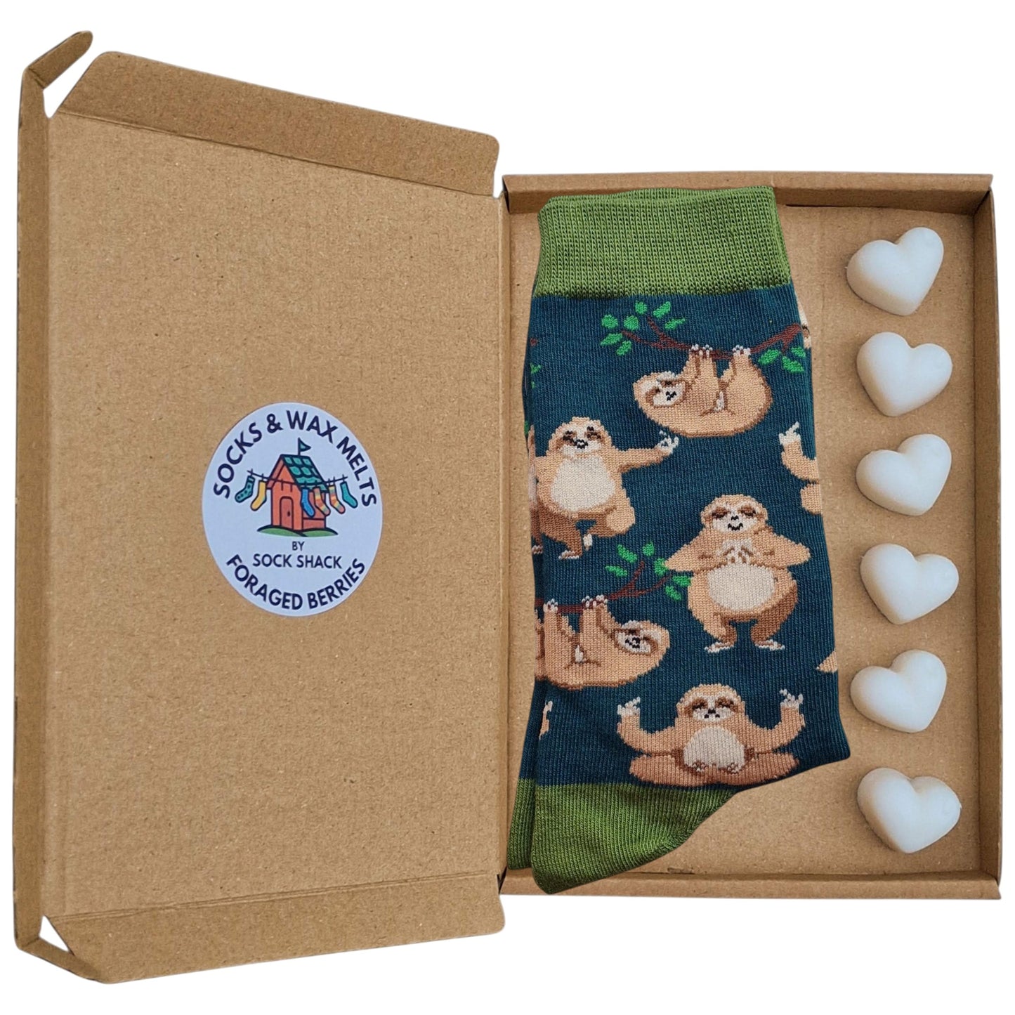 Namaste Zen Snuggle Of Sloths Yoga Rainforest Ladies Socks & Wax Melts Gift Set