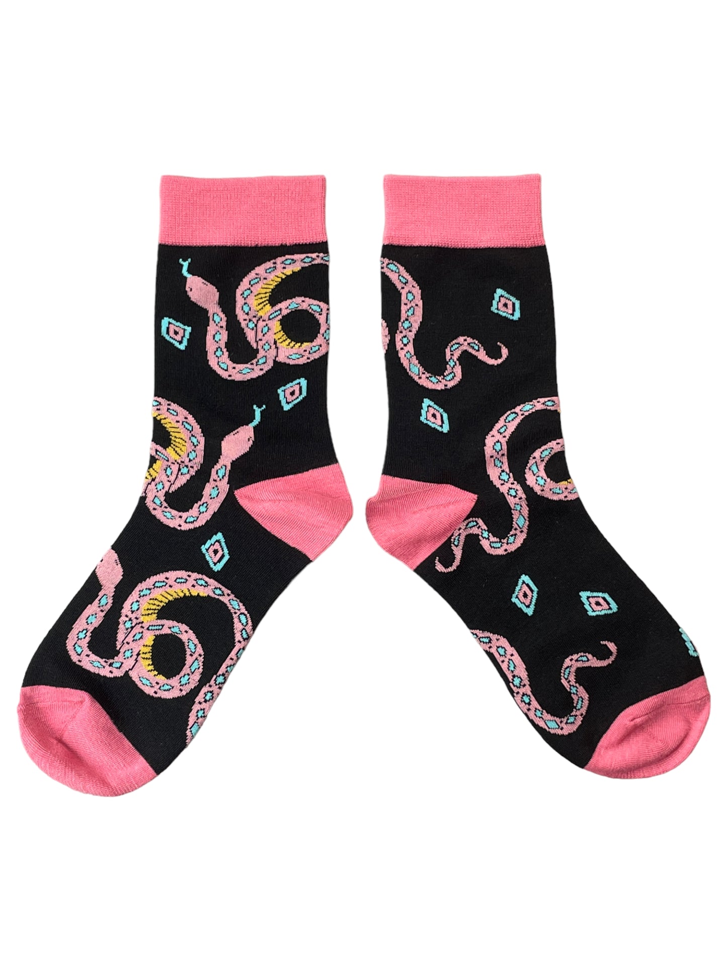 A Slither Of Pink Snakes Black Ladies Socks