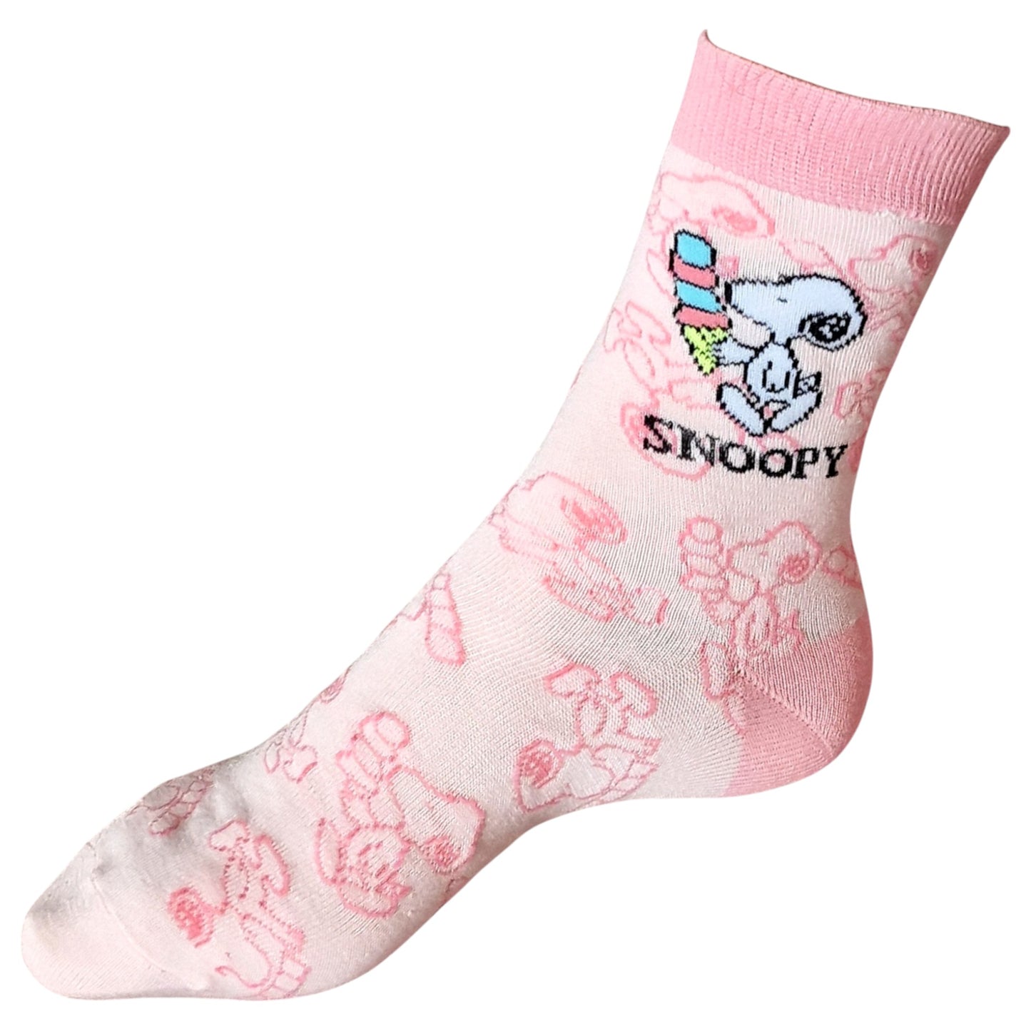 Snoopy's Scoop: Pink Ice Cream Dream Dogs All-Over Print Ladies Socks