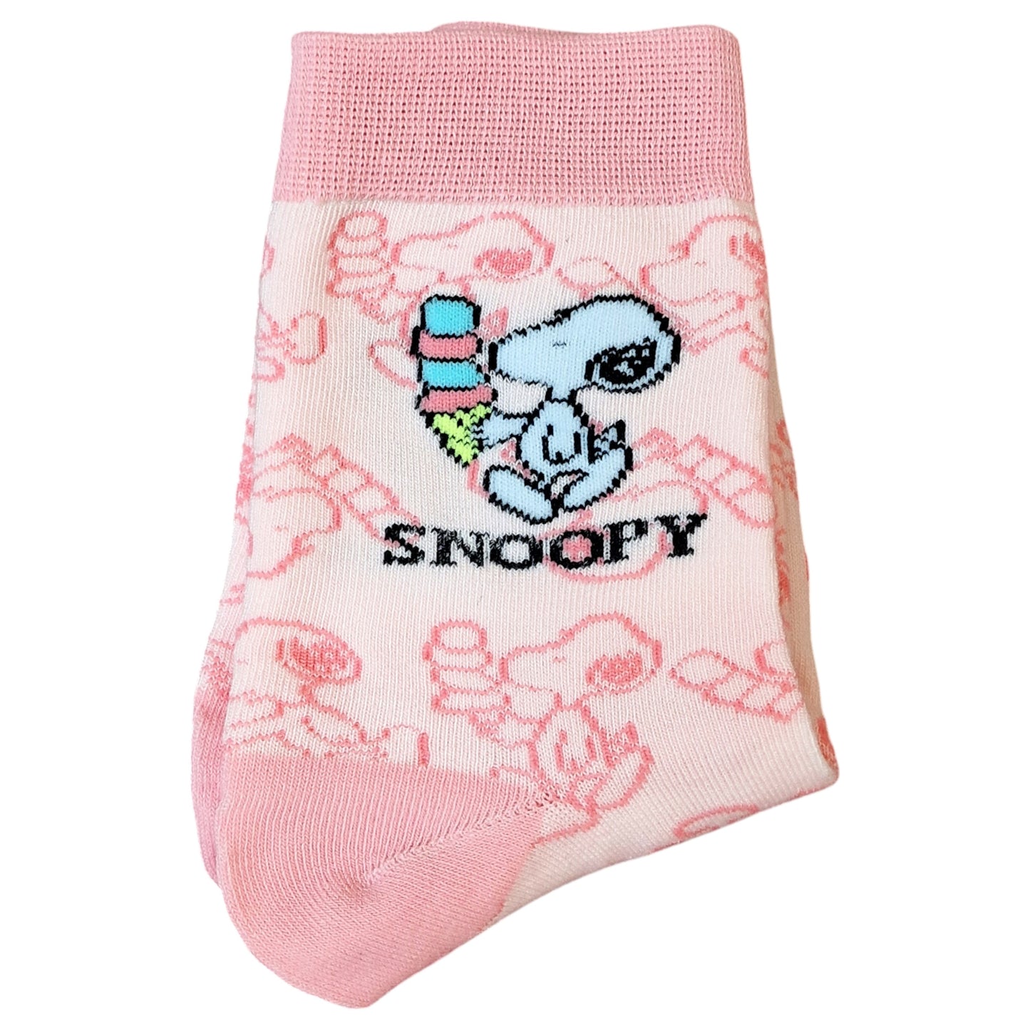 Snoopy's Scoop: Pink Ice Cream Dream Dogs All-Over Print Ladies Socks