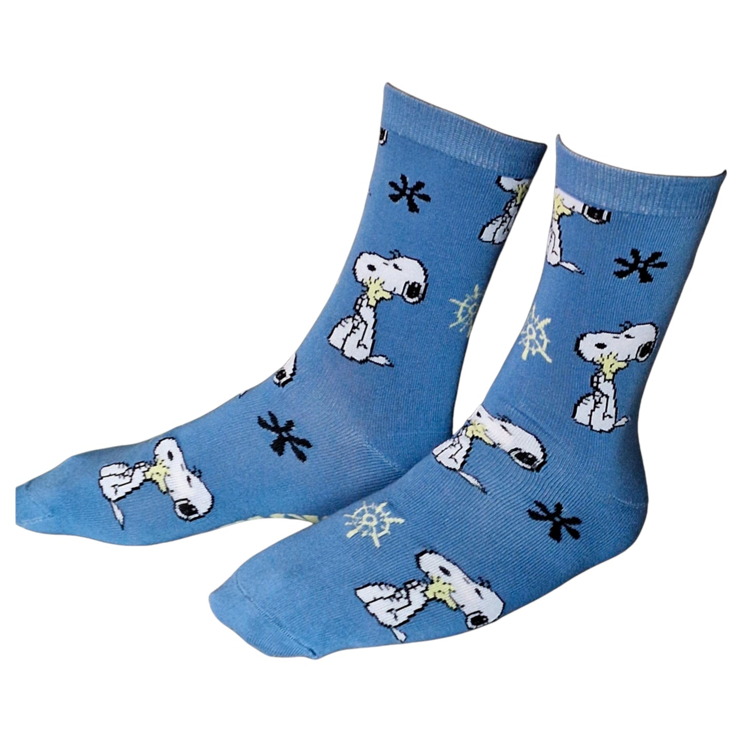 Snoopy Woodstock Hugging Peanuts Cartoon Beagle Dog Mens Blue Sock Shack Socks