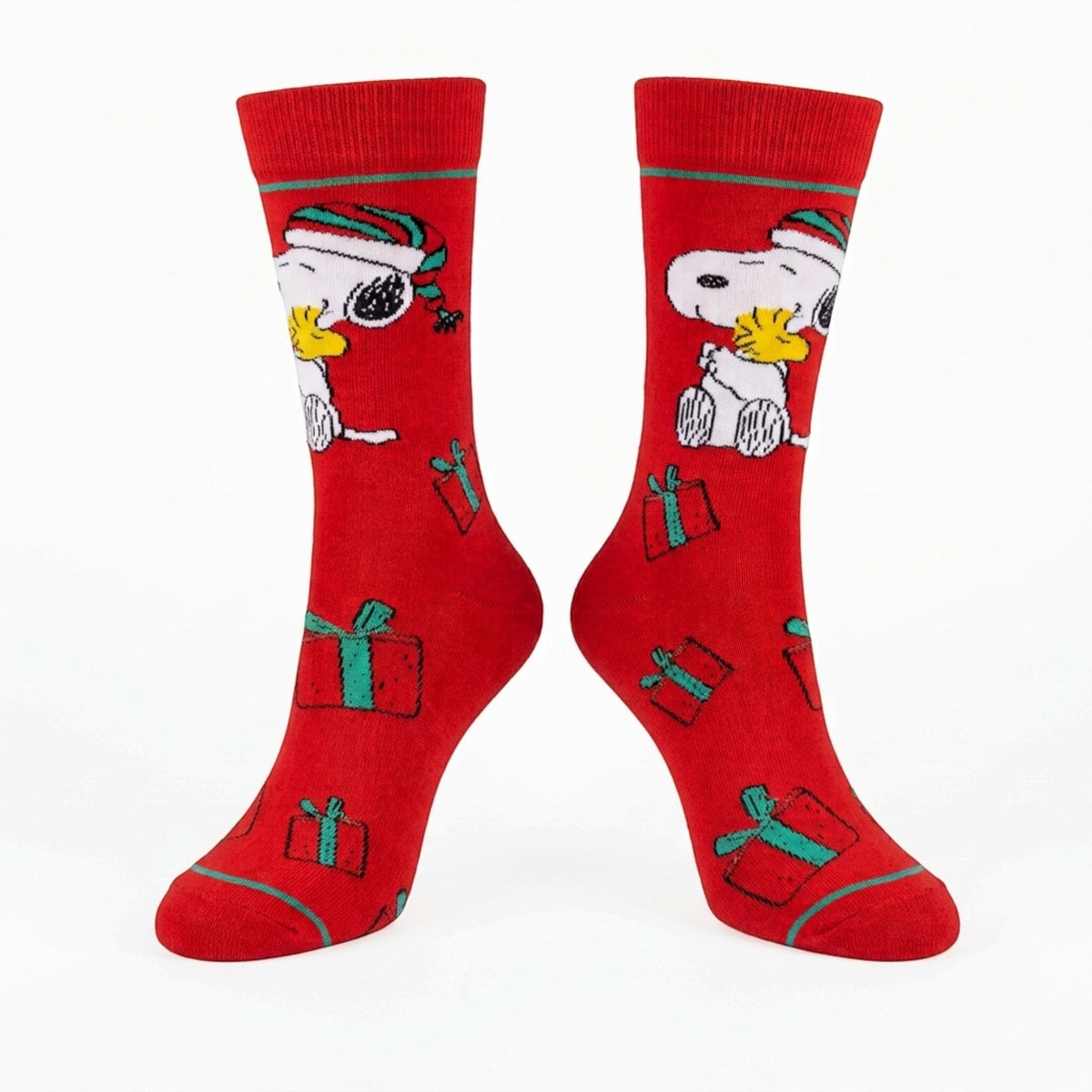 Snoopy Hugging Woodstock Festive Christmas Gifts Mens Red Socks