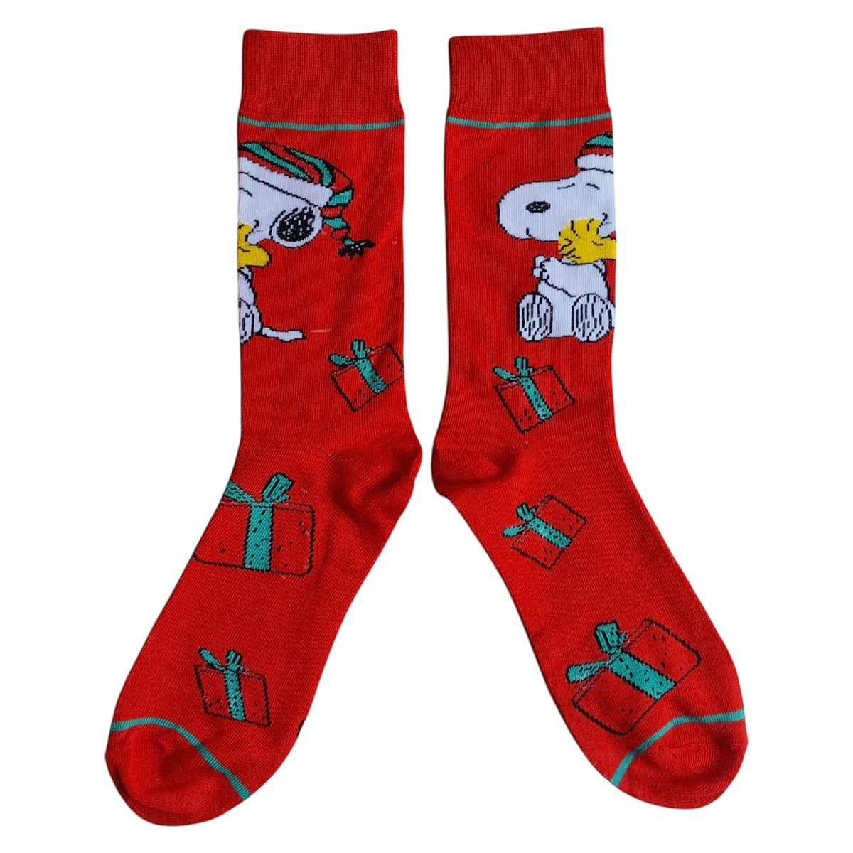 Snoopy Hugging Woodstock Festive Christmas Gifts Mens Red Socks