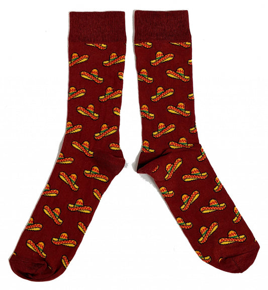 Mexikanischer Sombrero-Hut für Herren in Terrakotta-Socken