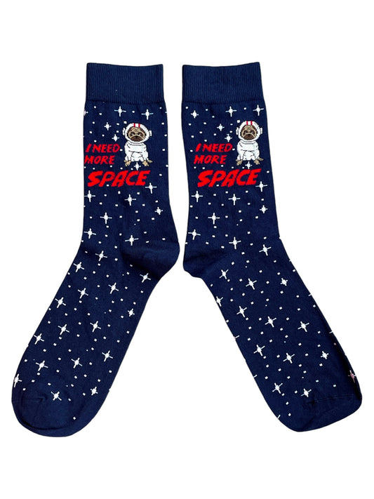 Pug Dog In Space I Need More Space Mens Socks