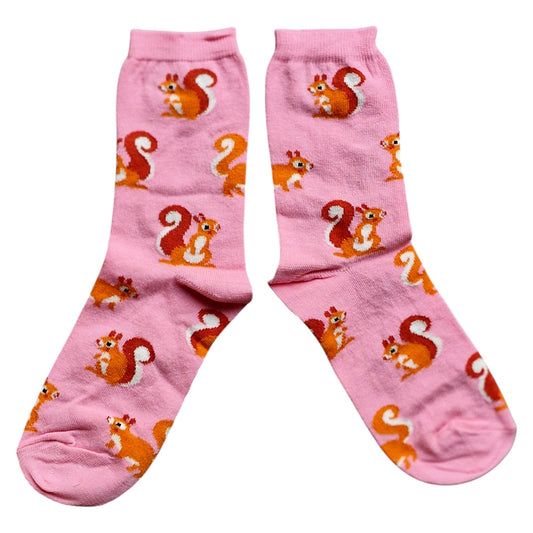 Scampering Scurry Of Red Squirrels Pink Ladies Socks