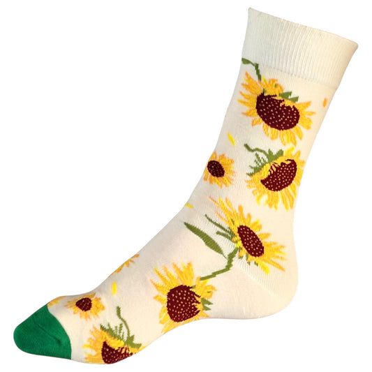Dreamy Field Of Radiant Ivory Sunflowers Ladies Gardening Socks