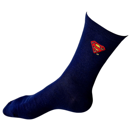 The Socks That Superman Would Wear Embroidered Shields Design Blue Mens