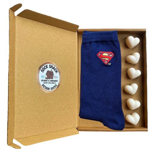The Socks That Superman Would Wear Embroidered Shields Design Wax Melts Gift Set
