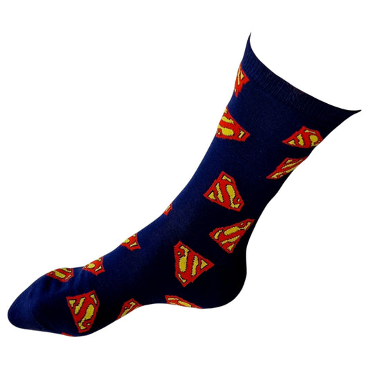 The Socks That Superman Would Wear Multi Shields Design Blue Mens