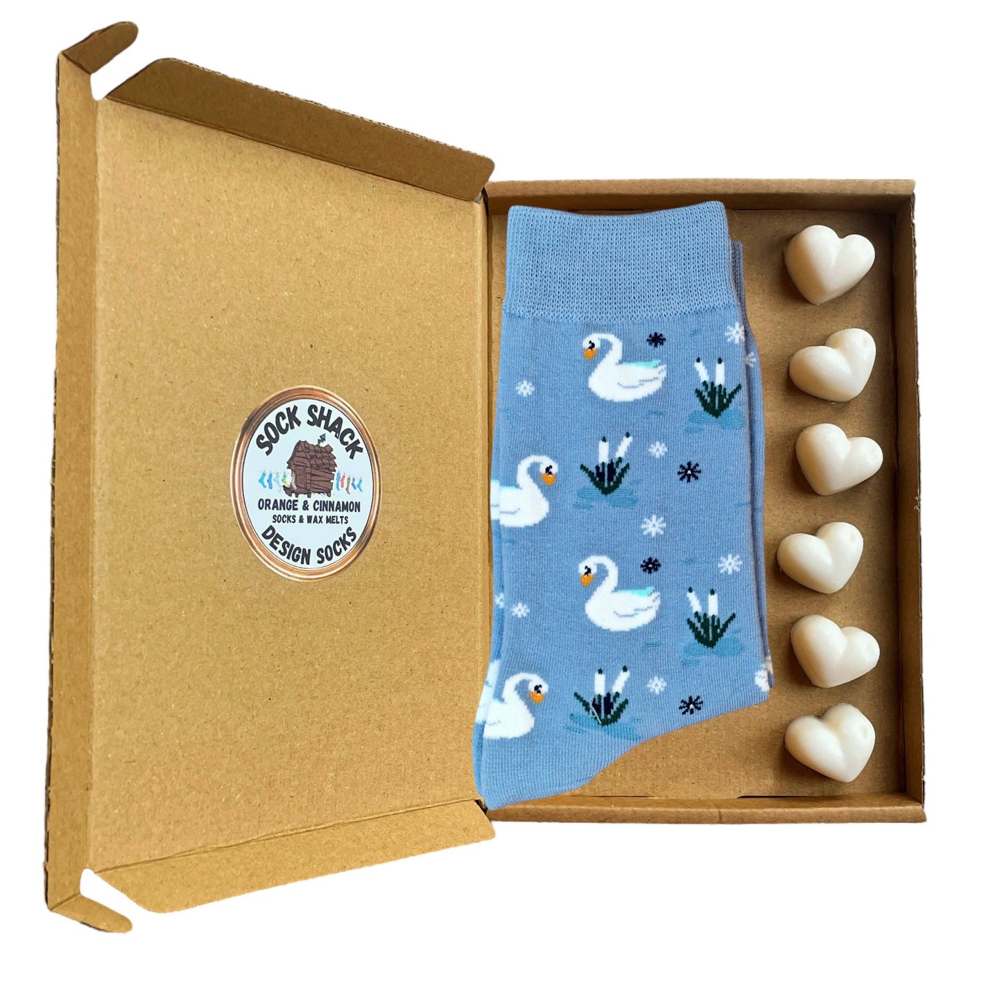 Swan Lake Serenity Lily Pads Blue Ladies Socks & Wax Melts Gift Set