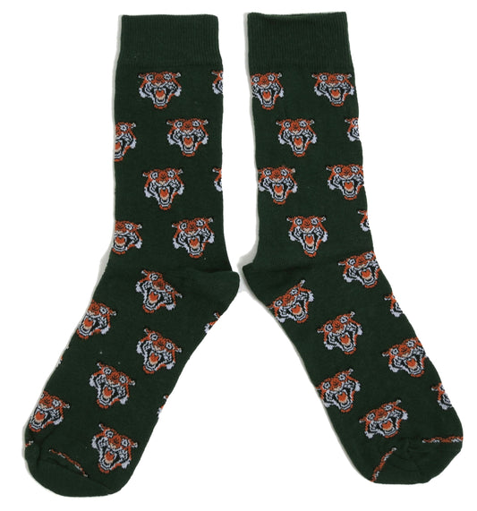 Indian Bengal Tiger Roaring Faces In The Green Jungle Mens Socks